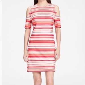 Calvin Klein Striped Cold Shoulder Sheath Dress